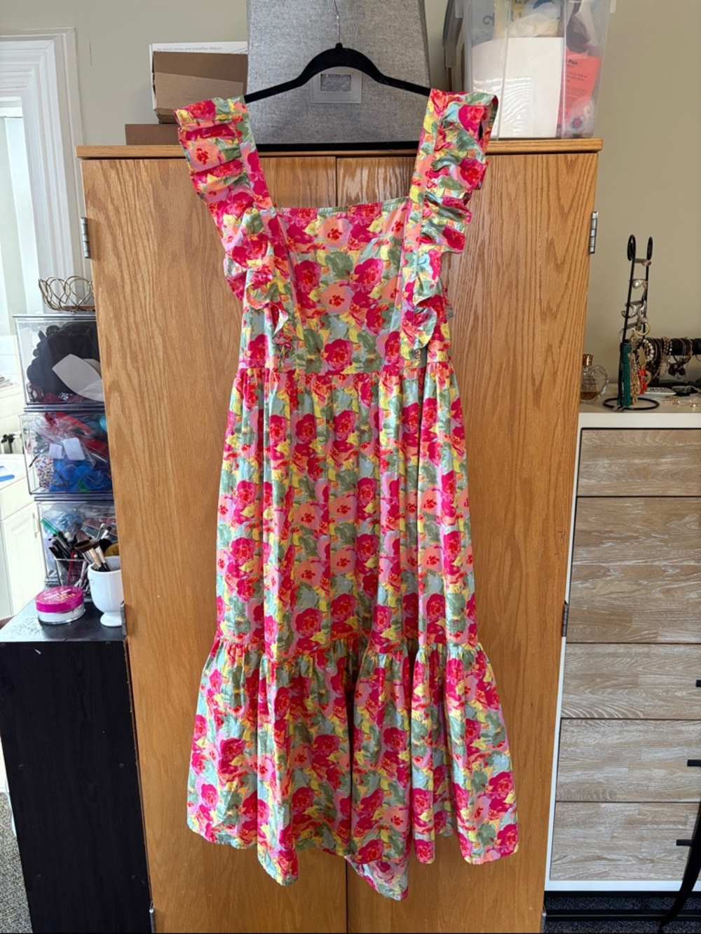 NWT 2x Peyton & Parker pink midi floral ruffle dress